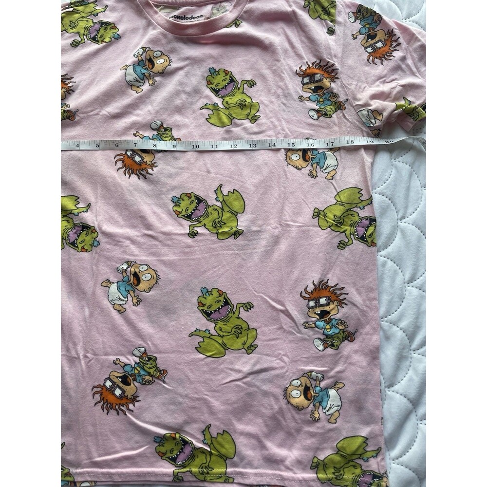 Nickelodeon Cartoon Graphic T-Shirt Size M RUGRATS Reptar Chuckie Tommy PINK - Picture 5 of 5